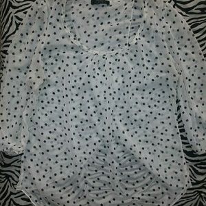 Womens white blouse with polka dots print